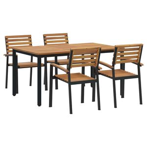 vidaXL Garden Dining Set 5 pcs Black Solid Acacia Wood