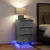 vidaXL Bedside Cabinet with LED Lights&nbsp;Concrete Grey 38x34x65 cm