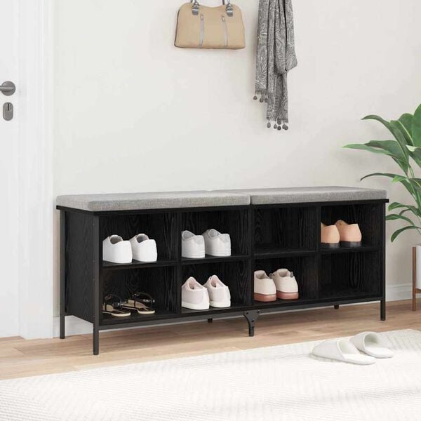 vidaXL Shoe Cabinet with Shelf with Storage Black Oak 131 x 35 x 50 cm