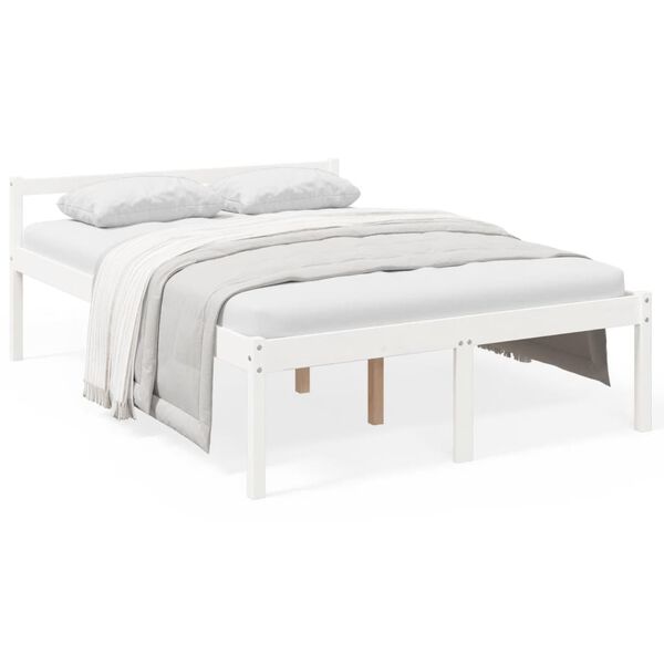 vidaXL Senior Bed without Mattress White 140x190cm Solid Wood Pine