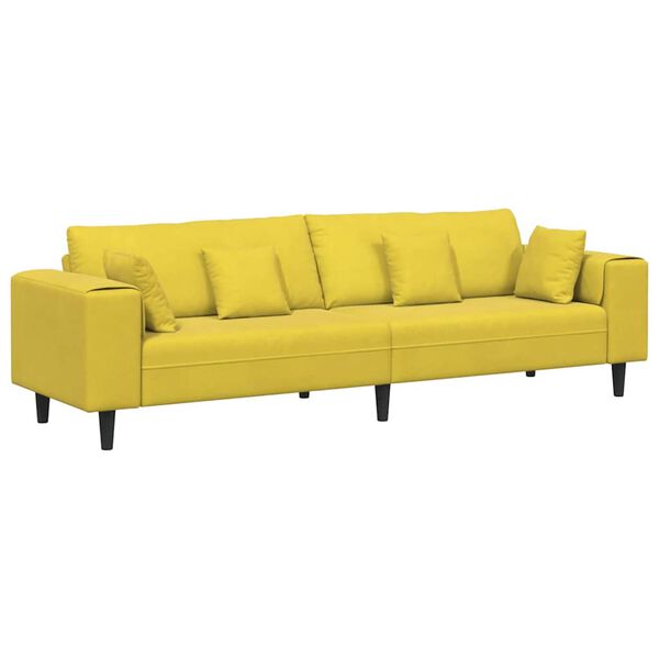 vidaXL Velvet Sofa with Cushion Yellow 210 cm Velvet