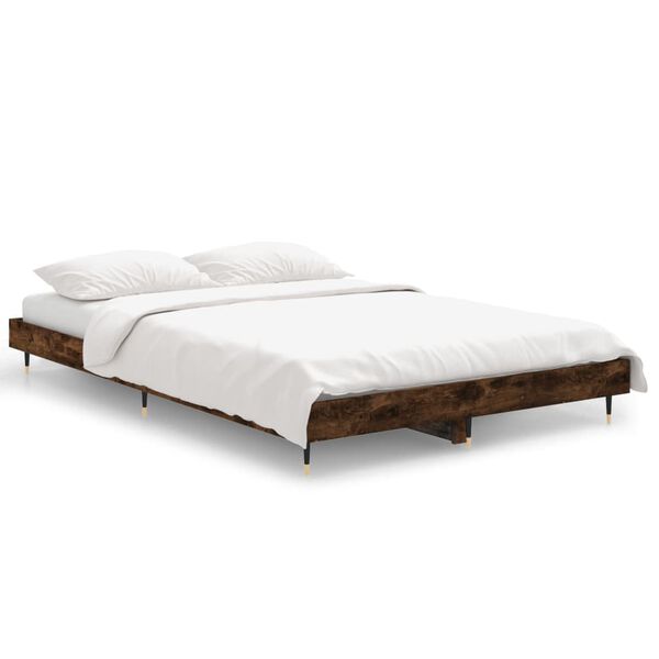 vidaXL Bed Frame without Mattress Smoked Oak 120x190 cm Small Double Engineered Wood