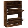 vidaXL Shoe Cabinet with 2 Flip-Drawers Smoked Oak 80x34x116 cm