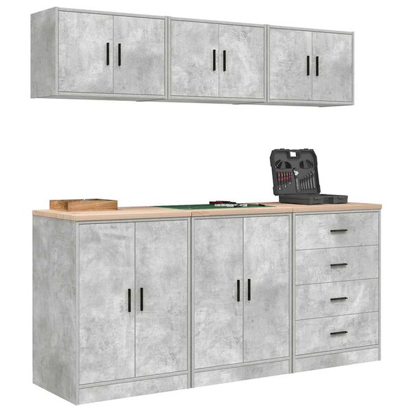 vidaXL Garage Cabinets 6 pcs Concrete Grey Engineered Wood