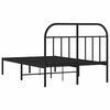 vidaXL Metal Bed Frame without Mattress with Headboard Black 120x200cm