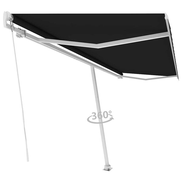 vidaXL Freestanding Manual Retractable Awning 500x300 cm Anthracite