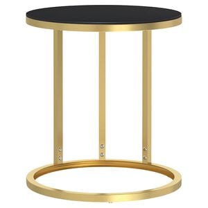 vidaXL Side Table Gold and Black 45 cm Tempered Glass