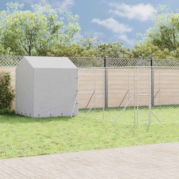 vidaXL Outdoor Dog Kennel with Roof Silver 10x6x2.5 m Galvanised Steel