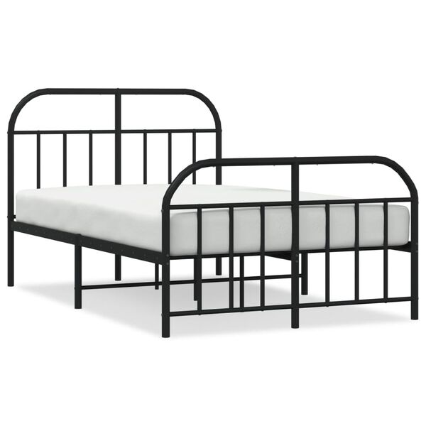 vidaXL Metal Bed Frame without Mattress with Footboard Black 120x200cm