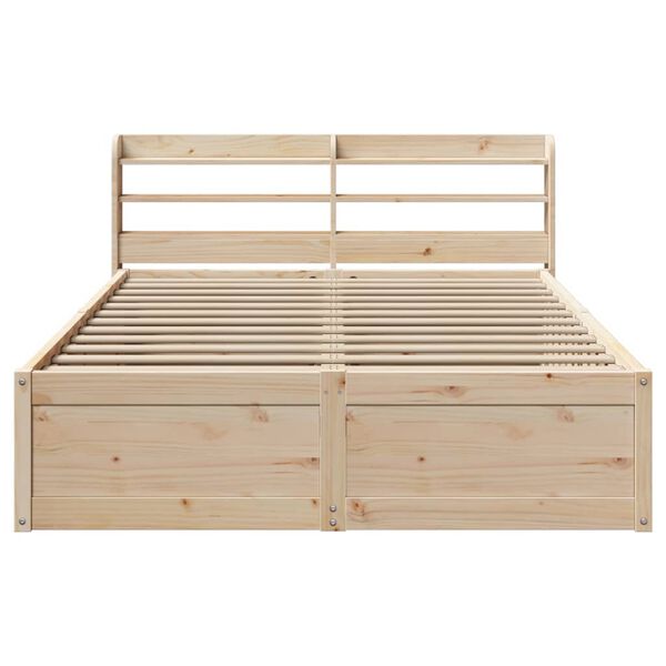 vidaXL Bed Frame with Headboard 140x200 cm Solid Wood Pine
