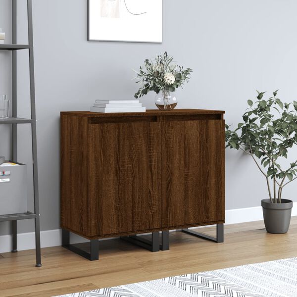 vidaXL Sideboards 2 pcs Brown Oak 40x35x70 cm Engineered Wood