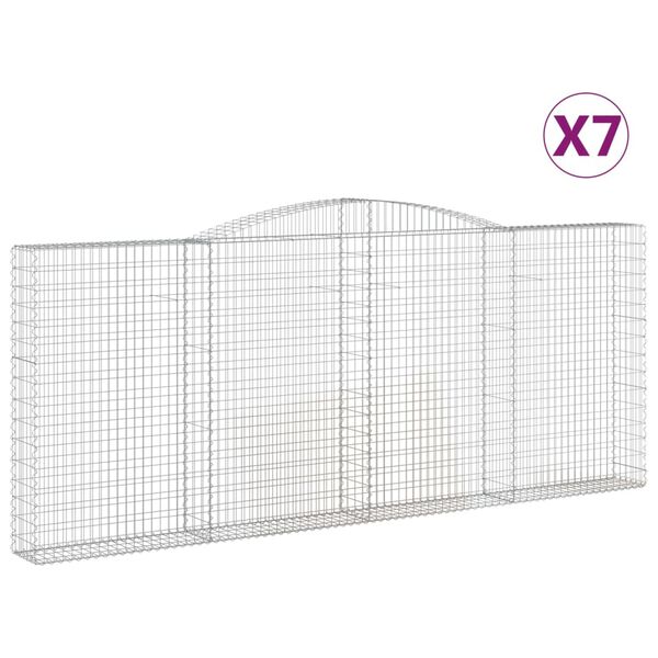 vidaXL Arched Gabion Baskets 7 pcs 400x30x160/180 cm Galvanised Iron