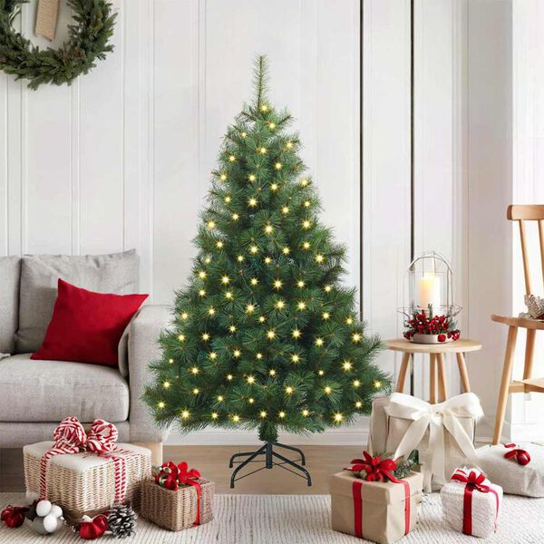 vidaXL Artificial Christmas Tree with 150 LEDs Green 120 cm PE and PVC