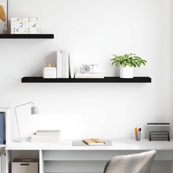 vidaXL Floating Wall Shelf Black 120x23.5x3.8 cm MDF