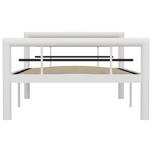 vidaXL Bed Frame White and Black Metal 90x200 cm