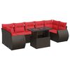 vidaXL 8 Piece Garden Sofa Set with Cushions Brown Poly Rattan Acacia