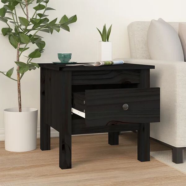 vidaXL Side Table Black 40x40x39 cm Solid Wood Pine