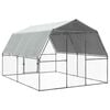 vidaXL Chicken Cage with Roof and Door Silver Galvanised Steel