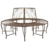 vidaXL Tree Bench 8-Seater &Oslash; 160 x 89 cm Steel Antique Brown Round
