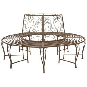 vidaXL Tree Bench 8 -Seater &Oslash; 160 x 89 cm steel Antique Brown Round