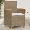 vidaXL Garden Chairs with Cushions 2 pcs Beige Poly Rattan&Solid Wood