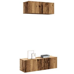 vidaXL 2 Piece TV Cabinet Set Wall-mounted Old Wood Engineered Wood