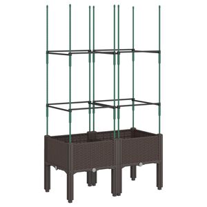 vidaXL Garden Planter with Trellis Brown 80x40x142,5 cm PP