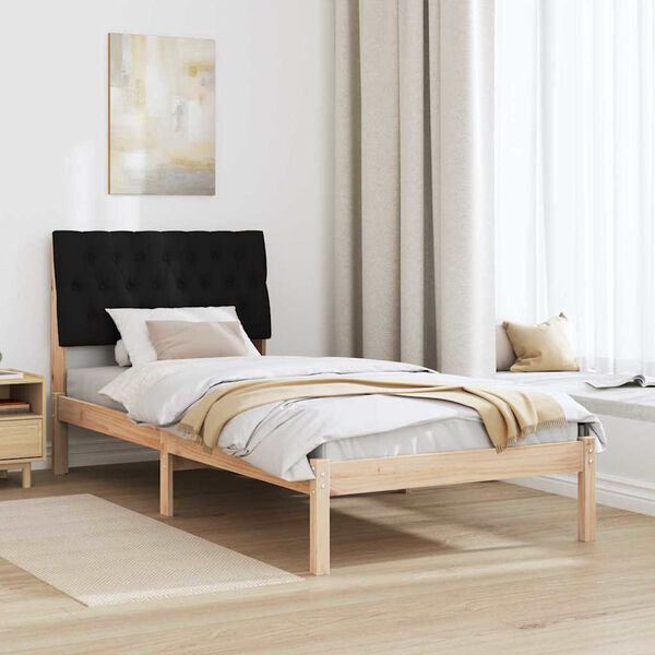 vidaXL Bed Frame with Upholstered Headboard Brown 90 x 190 cm