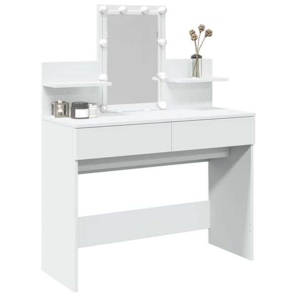 vidaXL Dressing Table with LED White 100x40x130 cm