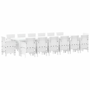 vidaXL Garden Dining Set 15 pcs White Polt rattan