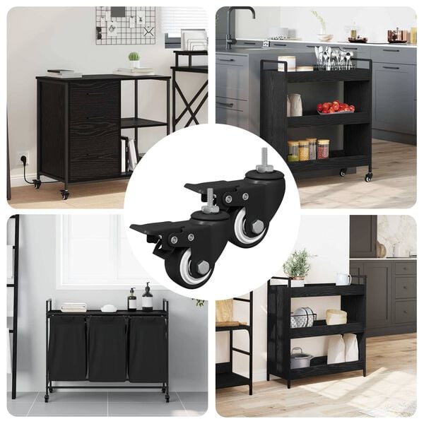 vidaXL Casters 2 pcs Black M6 x 1.5 mm Iron and Nylon