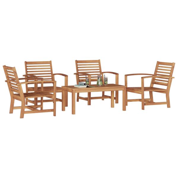 vidaXL Garden Sofa Set 5 pcs Natural Solid Teak Wood