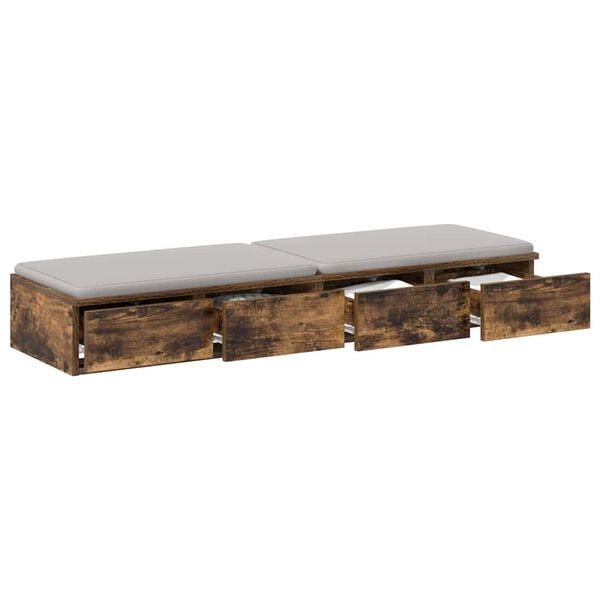 vidaXL Bed Drawers Smoked Oak 120 x 36.5 x 16.5 cm Engineered Wood