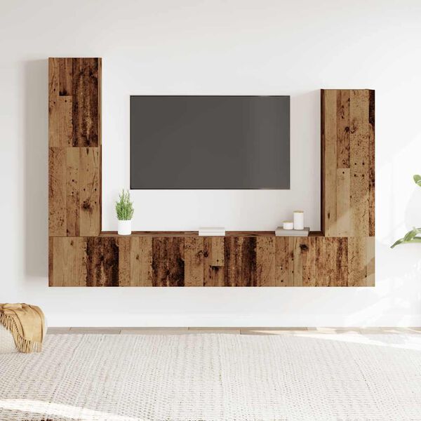 vidaXL 4 Piece TV Cabinet Set Wall-mounted Old Wood Engineered Wood
