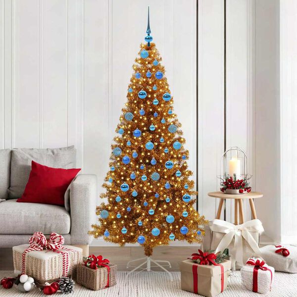 vidaXL Christmas Tree with 300 LEDs with Stand Gold 180 cm PET