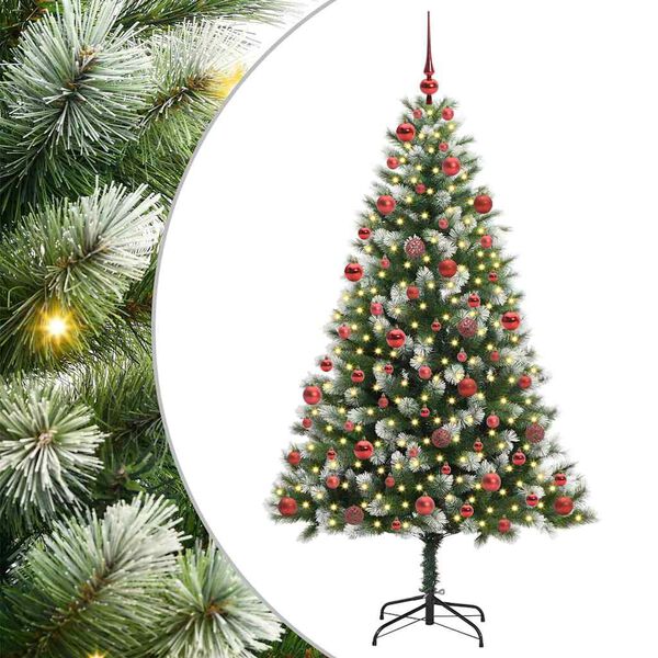 vidaXL Artificial Hinged Christmas Tree with Flocked Snow 180 cm