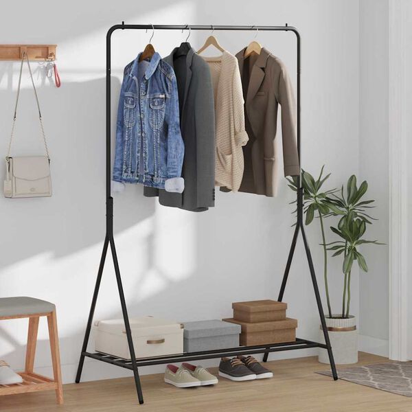 vidaXL Clothes Rack with Shelf Black 100 x 56 x 154 cm Steel