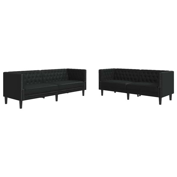 vidaXL Living Room Couch 2 pcs Black 194 x 74.5 x 70.5 cm Faux Leather