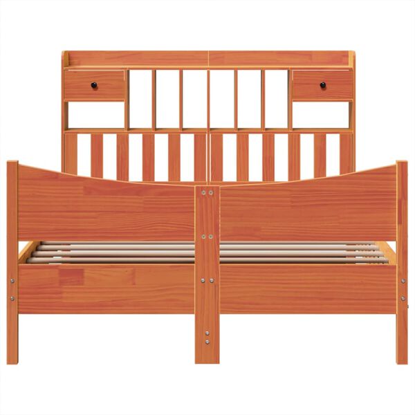 vidaXL Bed Frame without Mattress Wax Brown 150x200 cm King Size Solid Wood Pine