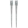 vidaXL Ground Spikes 2 pcs Silver 9x9x90 cm Galvanised Steel