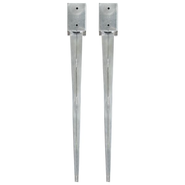 vidaXL Ground Spikes 2 pcs Silver 9x9x90 cm Galvanised Steel