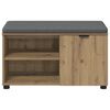 vidaXL Hall Bench with Cushion with Shelf Artisan Oak 80 x 38 x 46 cm