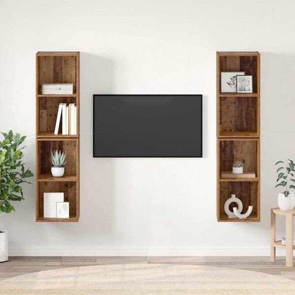 vidaXL TV Cabinet Set 4 pcs Old Wood 37 x 37 x 72 cm Engineered Wood