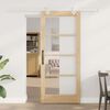 vidaXL Sliding Door Natural 86 x 198.5 cm Solid Pine Wood and Glass