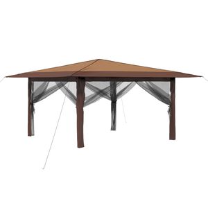 vidaXL Gazebo with 4 Sidewalls 4 x 4 m Beige and Brown