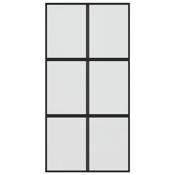 vidaXL Sliding Door Black 102.5x205 cm Tempered Glass and Aluminium