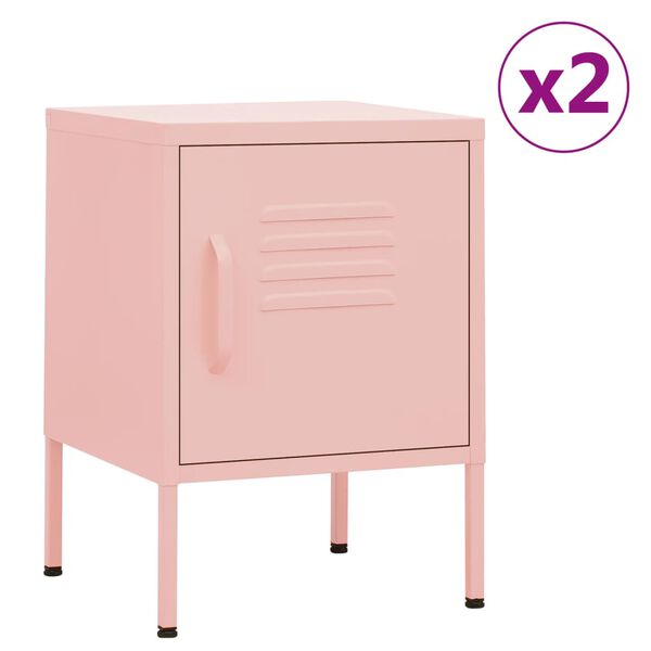 vidaXL Nightstands 2 pcs Pink 35x35x51 cm Steel