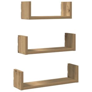 vidaXL Wall Shelf 3 pcs Artisian Oak Engineered Wood