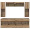 vidaXL TV Wall Cabinet Set with LED 6 pcs Artisan Oak Engineered Wood