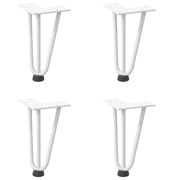 vidaXL Hairpin Legs for Coffee Table 4 pcs White 20 cm Solid Steel